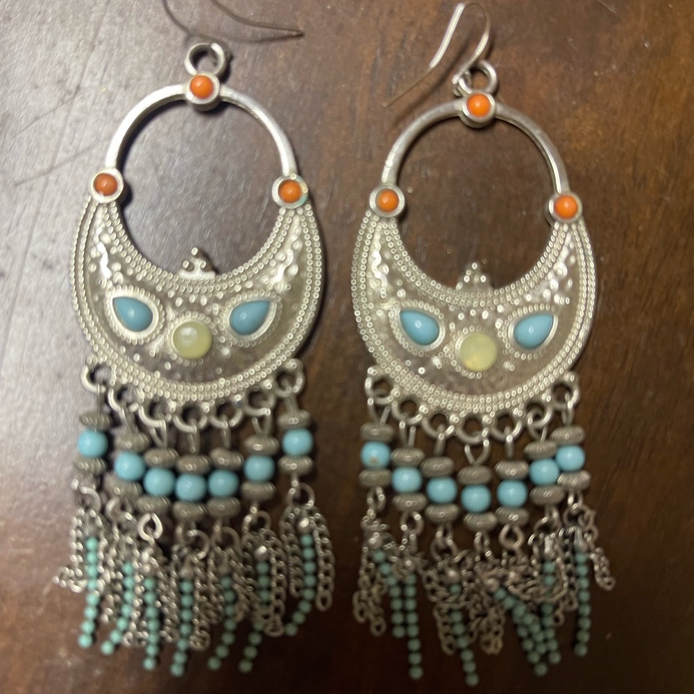Bohemian Silver and Turquoise Earrings